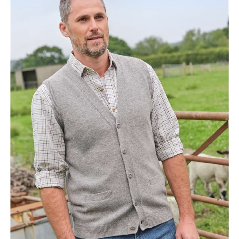 Woolovers Men's Grey Marl Lambswool Vest